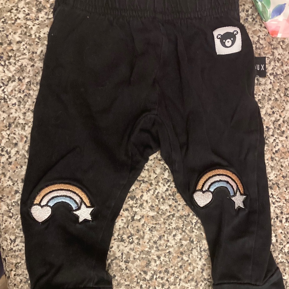 HUX 3-6 month joggers with rainbows